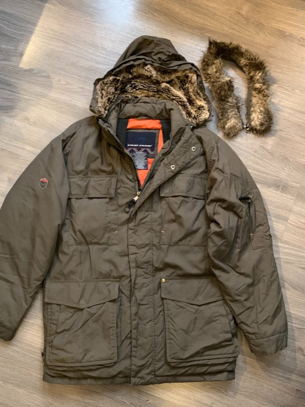 PHAT FARM Coat, LIKE NEW BarelyWorn, DownFilled, Rem.Hood, Vintage Y2K, Med.